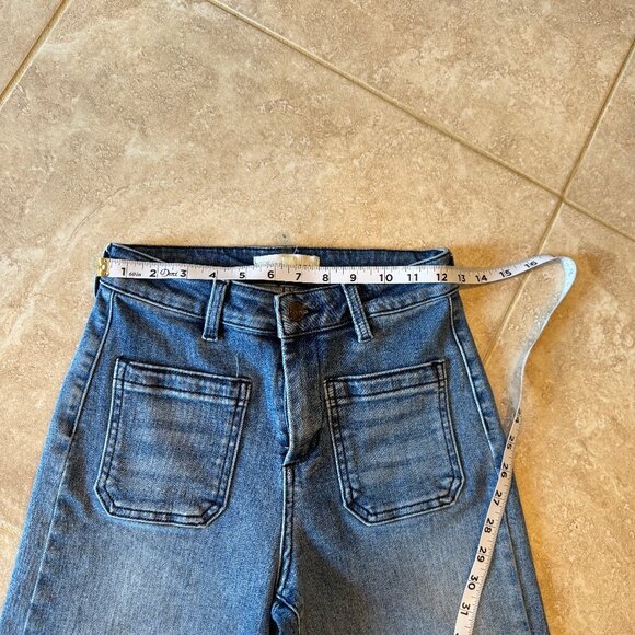 RISEN Medium Wash Ombre Hem Patch Pocket Wide Leg Jeans - Picture 5 of 9